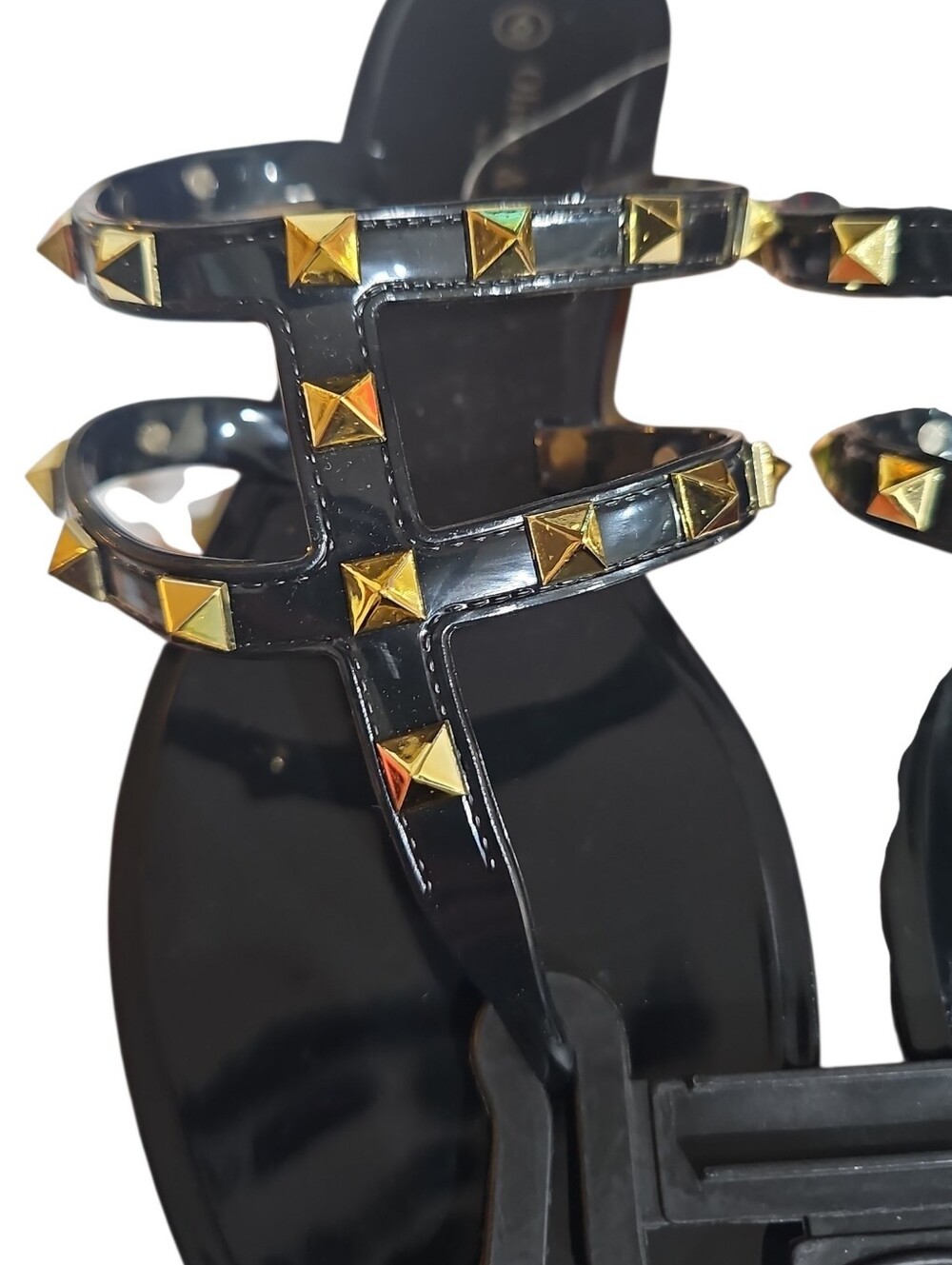 Olivia & Kate  Black Jelly Rivet Flip Flop Sandals Size 6 NWT - Picture 4 of 8